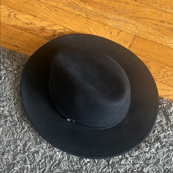Free People Wool Black Hat Fedora One Size with Black Band